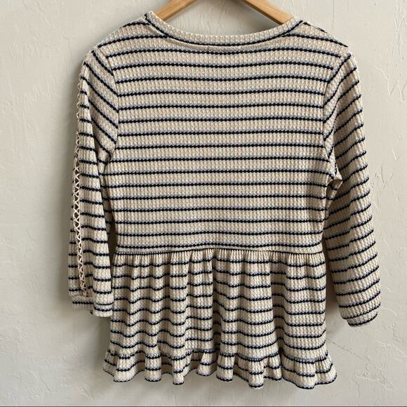 Anthropologie RO & DE Nori Stripe Waffle Knit Top - Picture 6 of 9